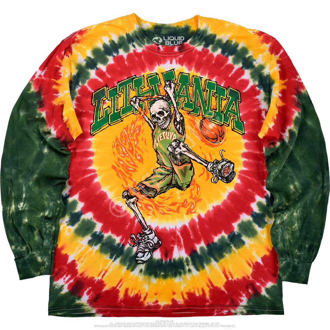 Grateful Dead Lithuania Basketball Tie-Dye Long Sleeve T-Shirt